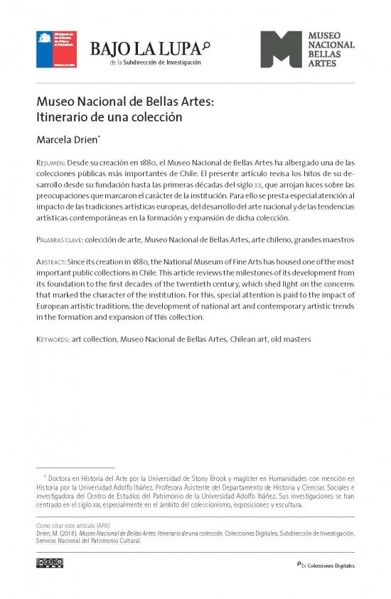 Museo Nacional de Bellas Artes: Itinerario de una colección
