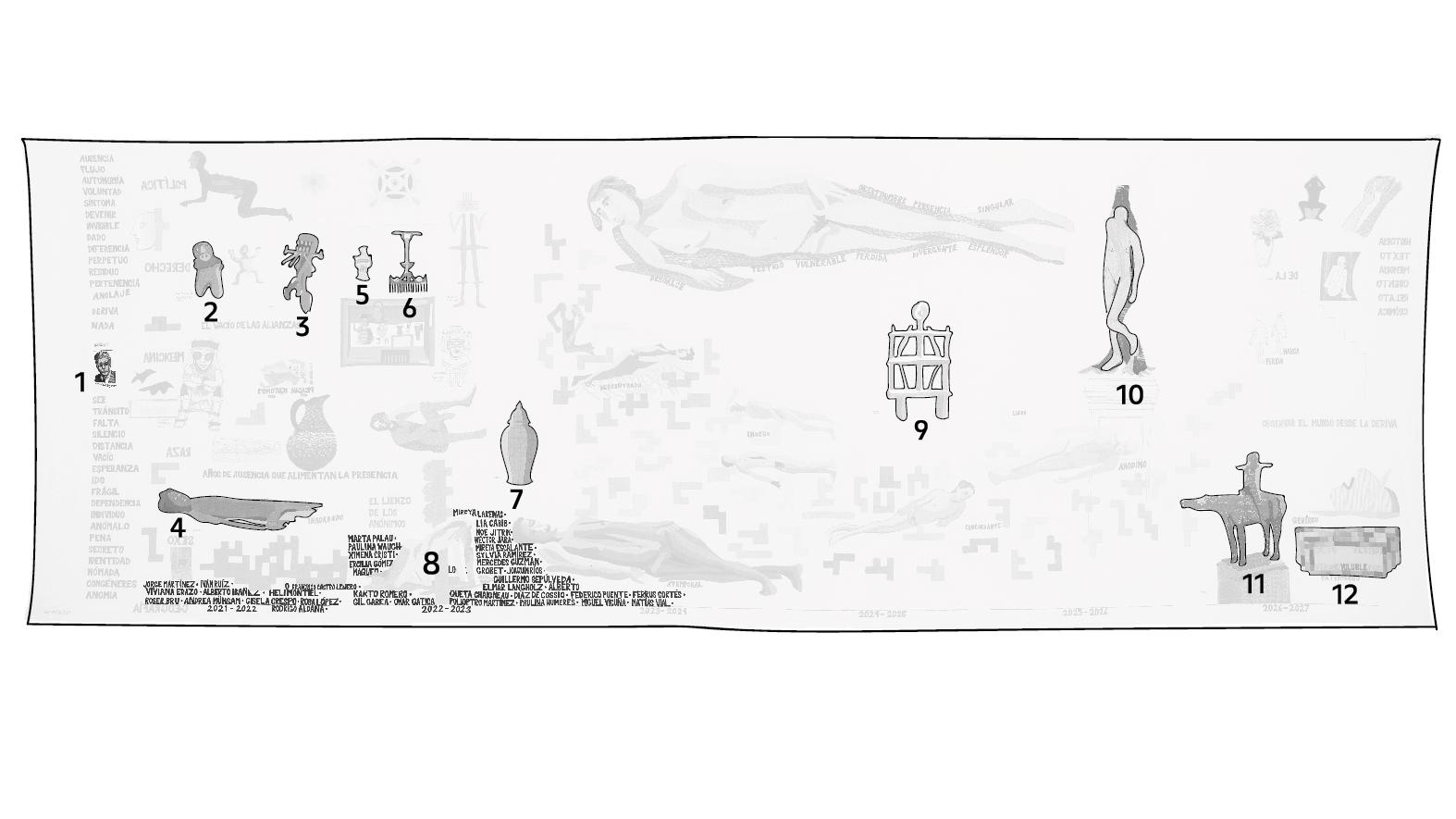 Gráfica con figuras en gris oscuro sobre un fondo gris claro