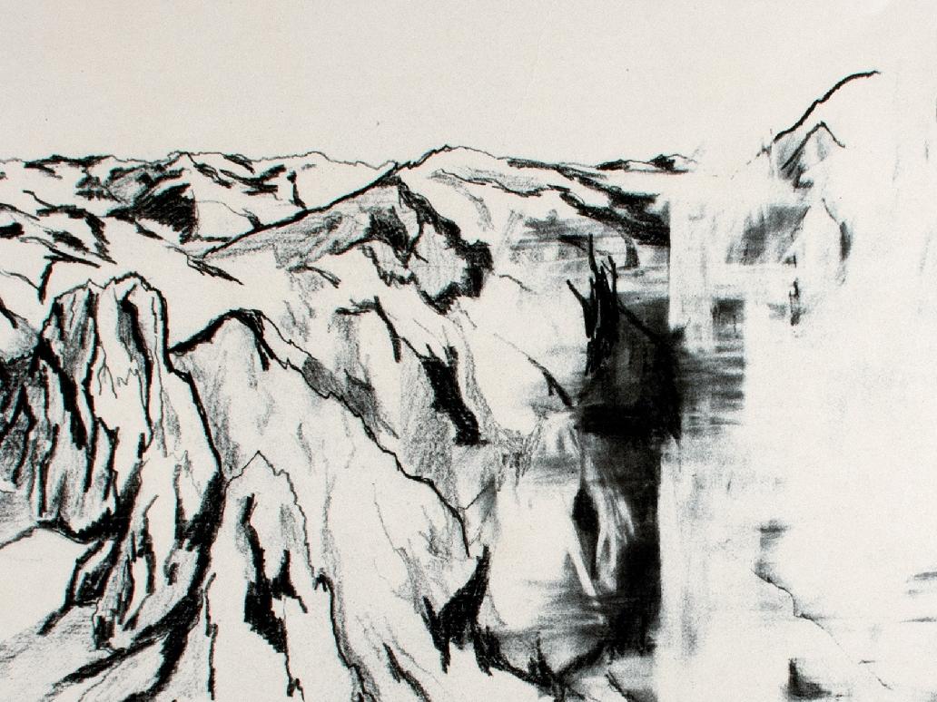 Hipótesis para la desaparición del pico Ojos del Salado (1600 m) Provincia de Catamarca, República Argentina, Jacques Bedel (detalle).