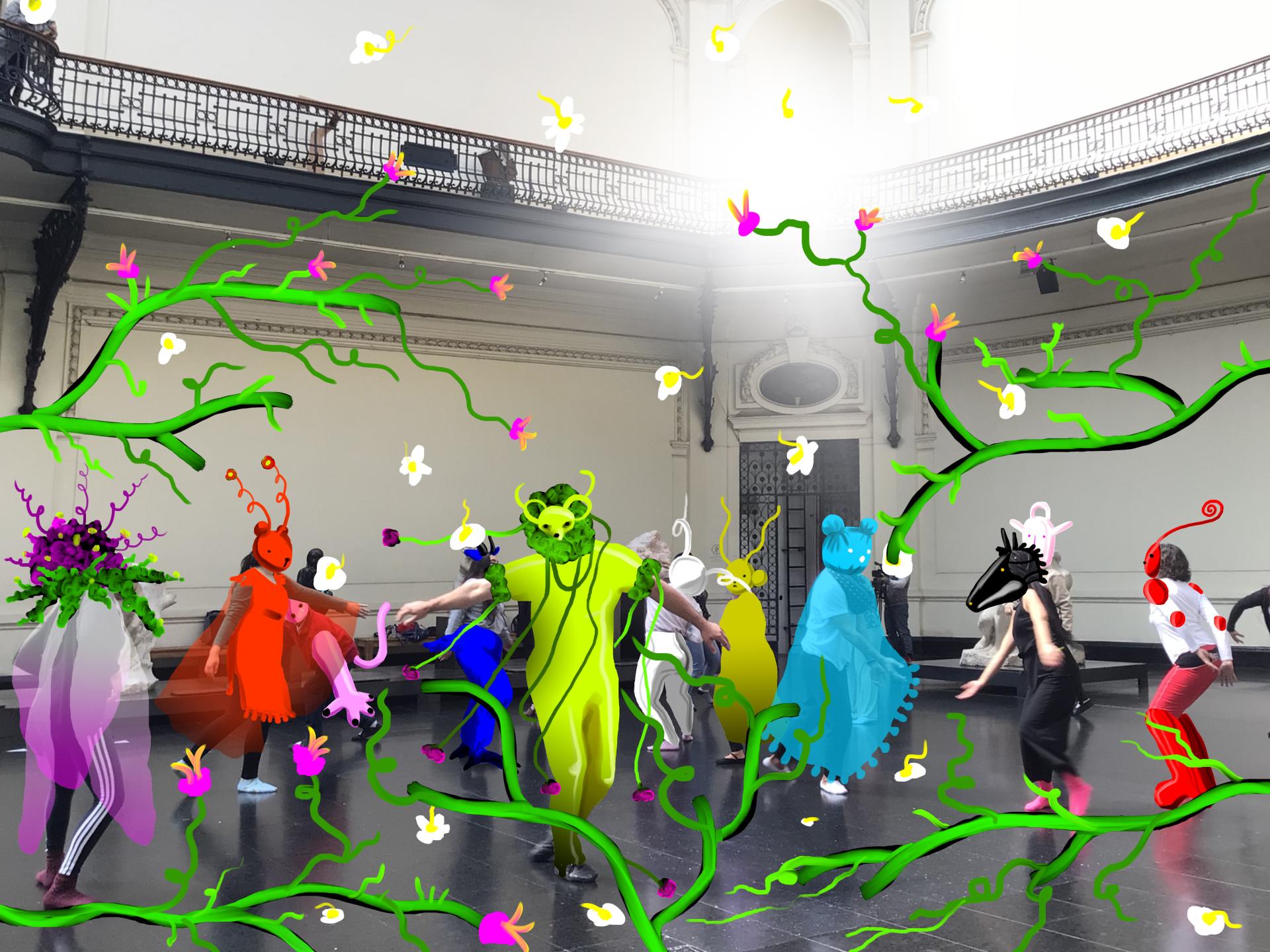 Actividad con público en el hall central del MNBA