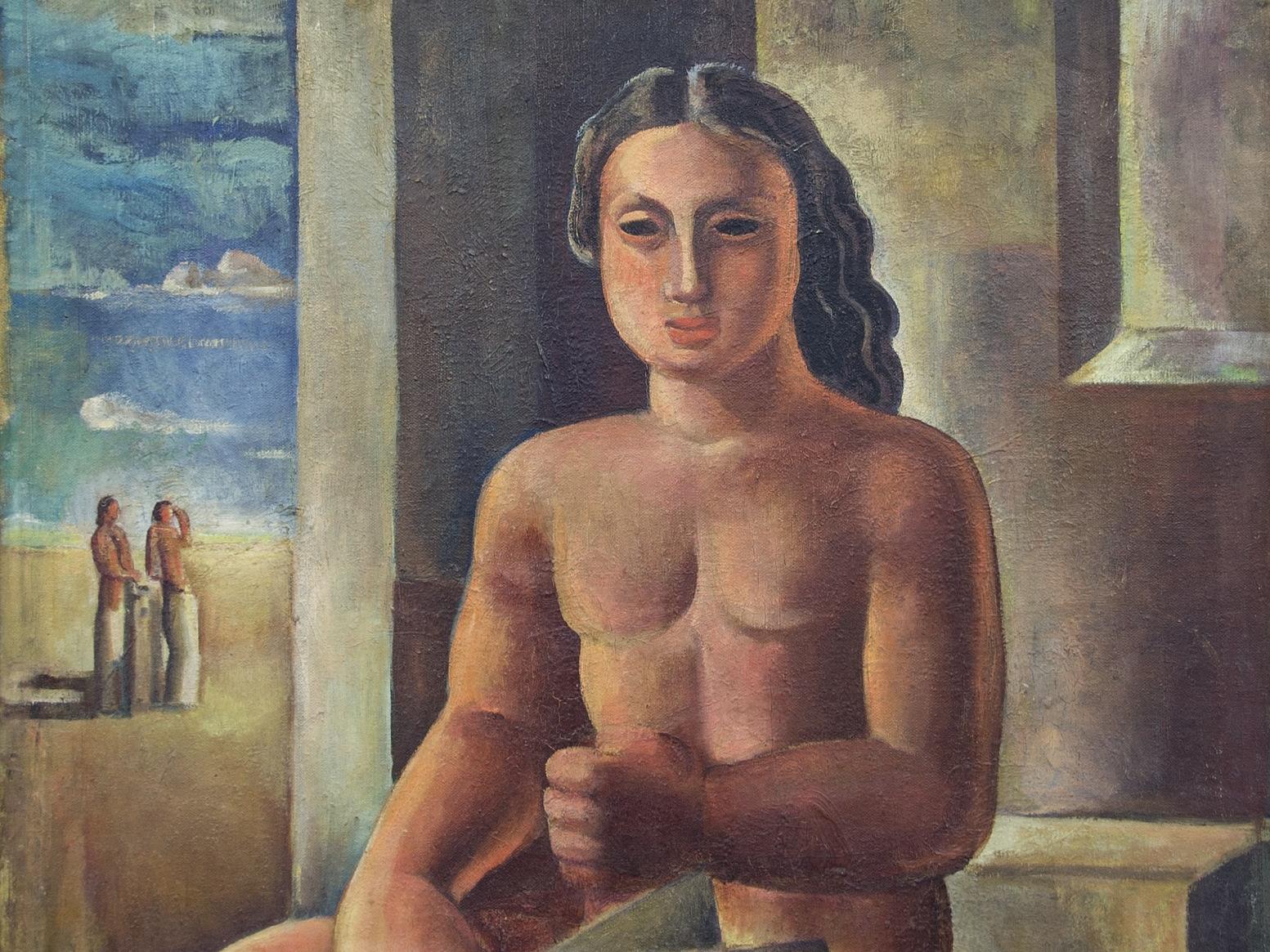 Pintura con figura humana desnuda