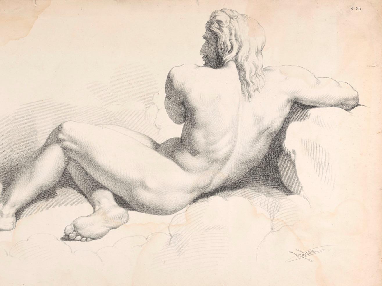 Dibujo que representa un cuerpo masculino recostado