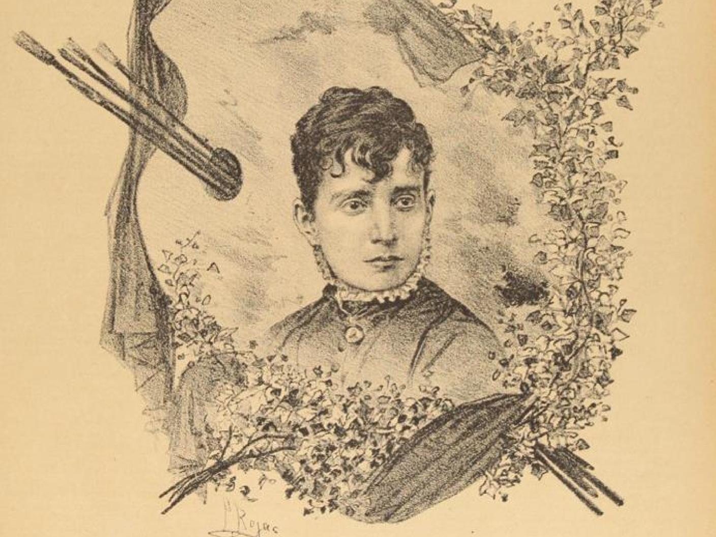 Dibujo del torso de una mujer vestida al estilo del siglo 19