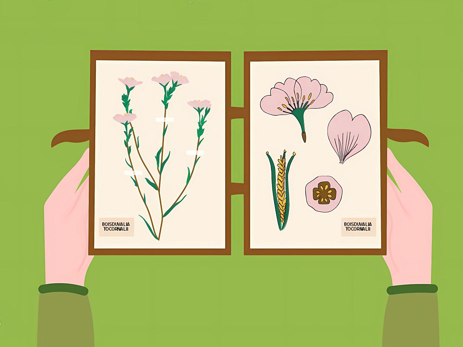 Ilustración que muestra unas manos sosteniendo un cuaderno con dibujos de flores en sus páginas