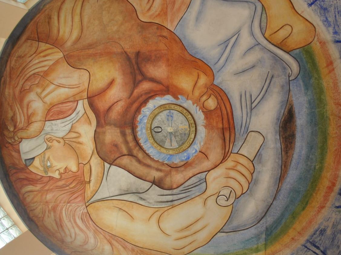 Mural de Xavier Guerrero, De México a Chile (detalle), 1940. Escuela República de México de Chillán