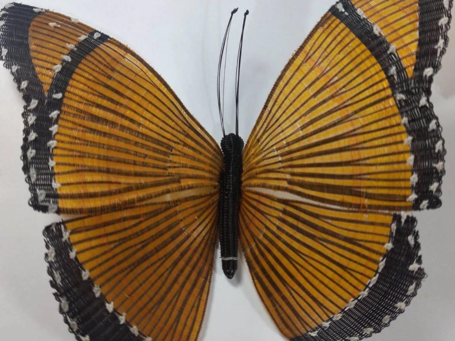 Fotografía de una mariposa hecha con fibras de crin