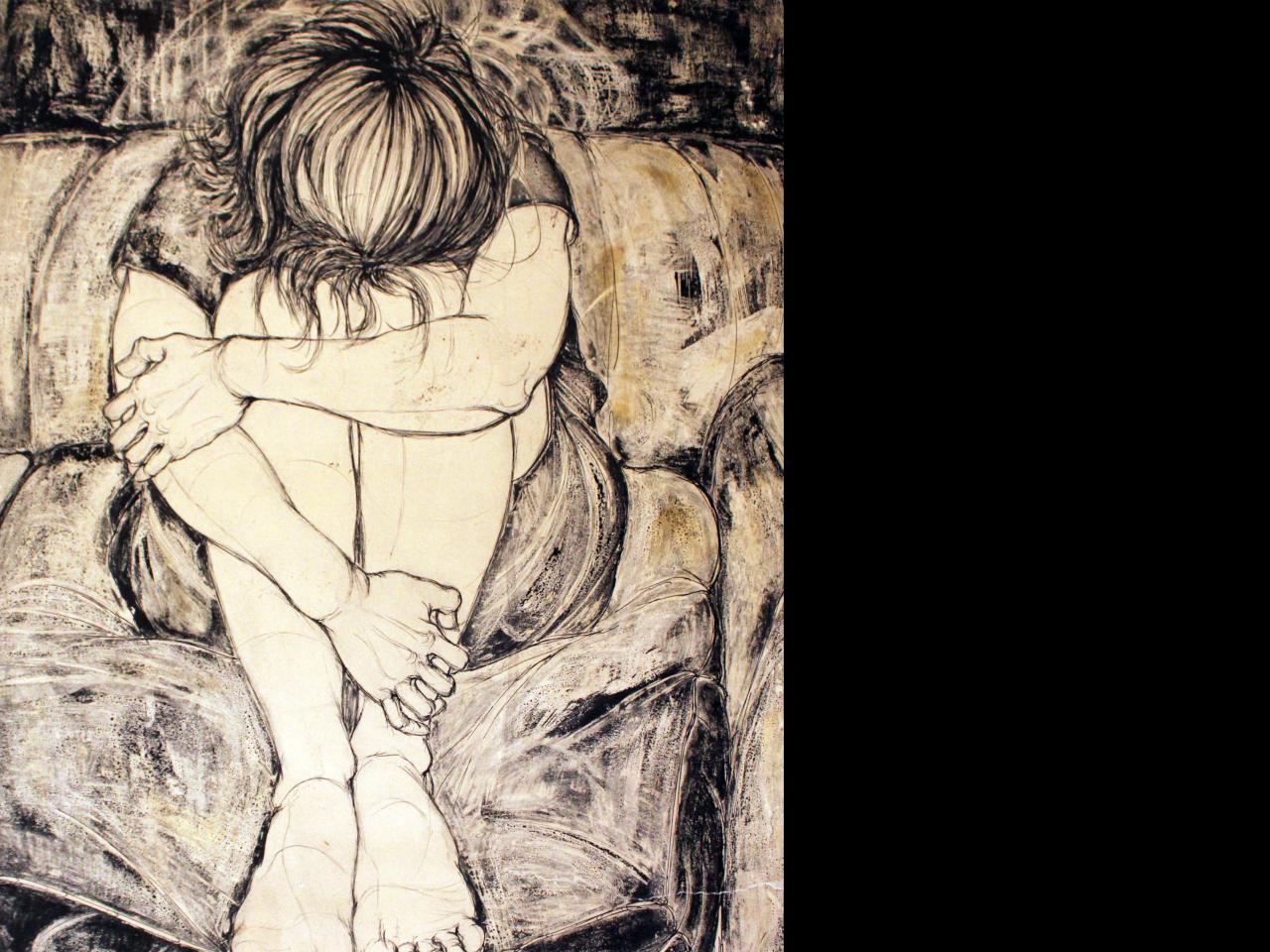 Mixta sobre papel (tinta china, lápiz de cera)