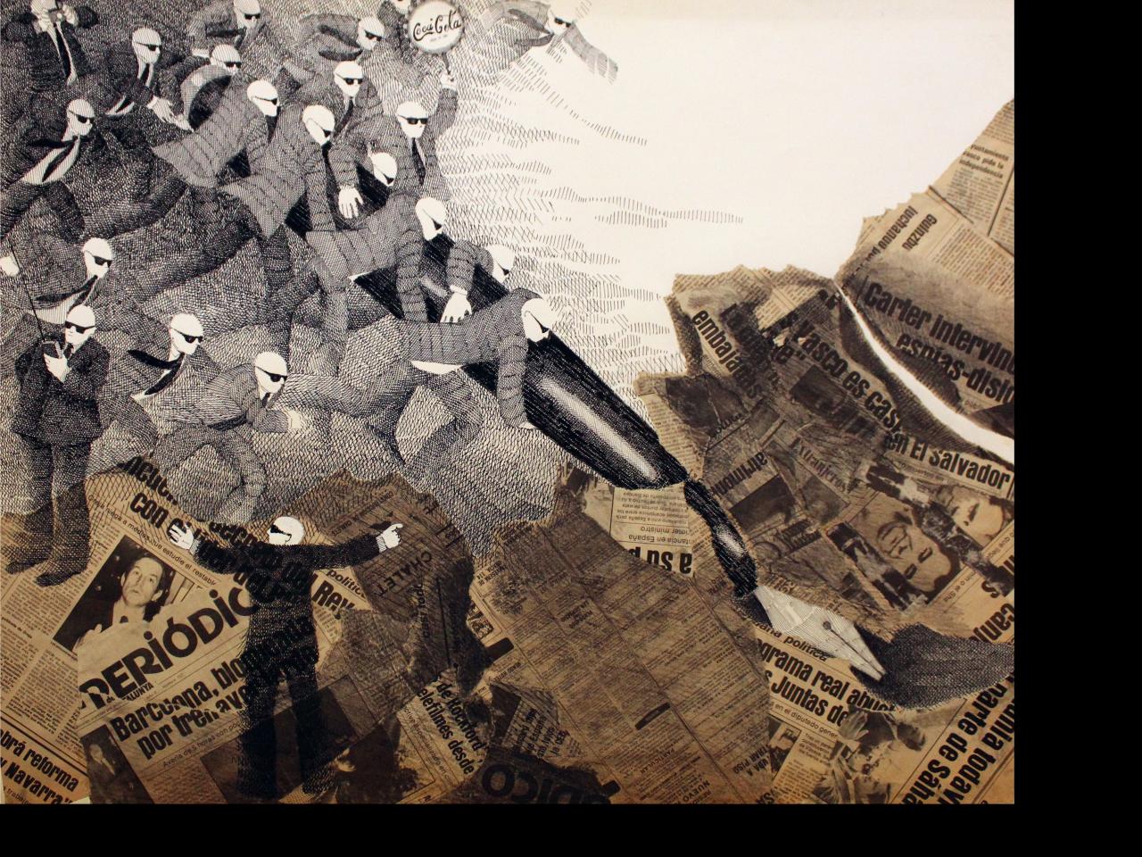 Mixta sobre papel (collage, tinta china, carbón)