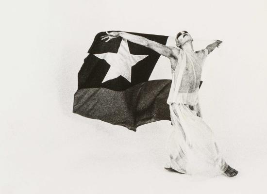El Mimo y La Bandera (1975), Francisco Coplleo. Registro: Giovanna dal Magro. Col. Juan Yarur Torres - Fundación AMA.