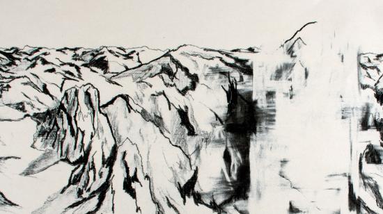 Imagen: Hipótesis para la desaparición del pico Ojos del Salado (1600 m) Provincia de Catamarca, República Argentina, Jacques Bedel (detalle).