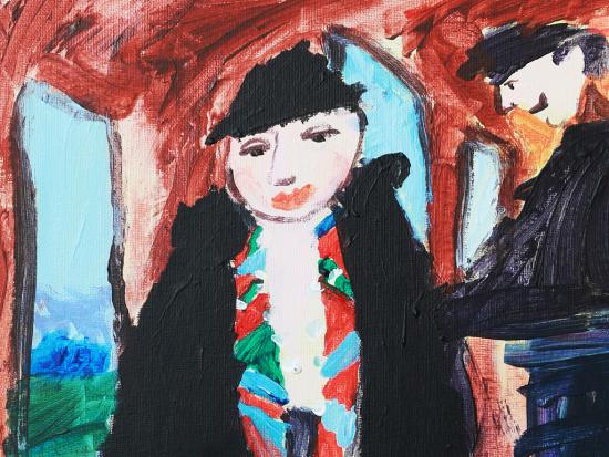 Pintura inspirada en La viajera de Camilo Mori