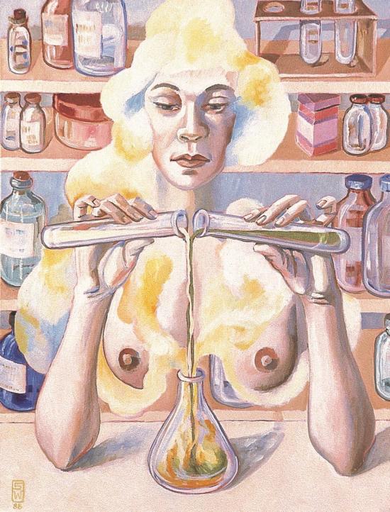 La Mujer del químico 1988 Acrílico sobre tela 62 x 47 x 3 cm.jpg