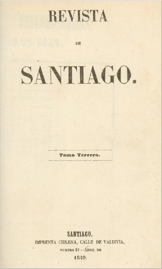 “Apuntes sobre lo que han sido las Bellas-Artes en Chile”. Revista de Santiago, Tomo Tercero