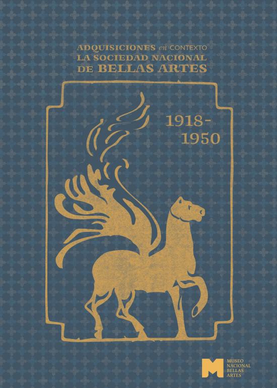 Portada de libro con fondo azul y una ilustración de un pegazo en tono dorado