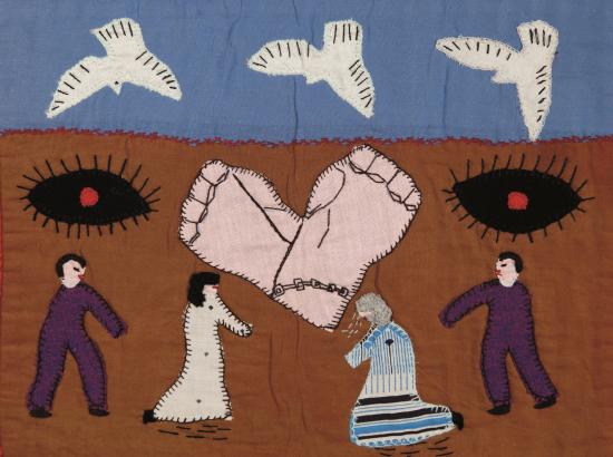 ¿Dónde están nuestros hijos? Anónima. Chile, 1979. Conflict Textiles collection. Procedencia Jacquie Monty, Inglaterra (fallecida).  Foto: Martin Mellaugh © Conflict Textiles