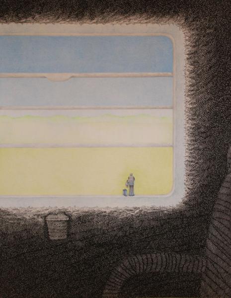 Mixta sobre papel.Tinta china, lápiz color.