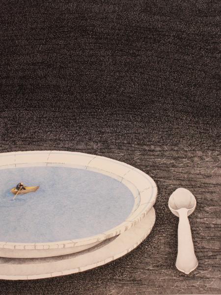 Mixta sobre papel. Tinta china y lapiz color.