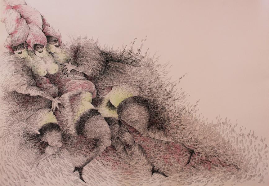 Mixta sobre papel (tinta china, acuarela)