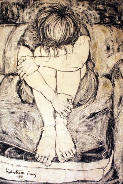 Mixta sobre papel (tinta china, lápiz de cera)