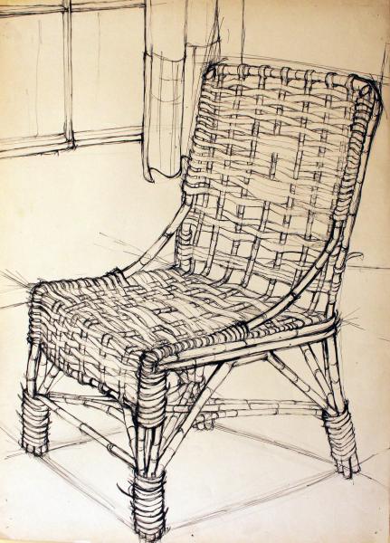 Mixta sobre papel (tinta china, lápiz de cera)